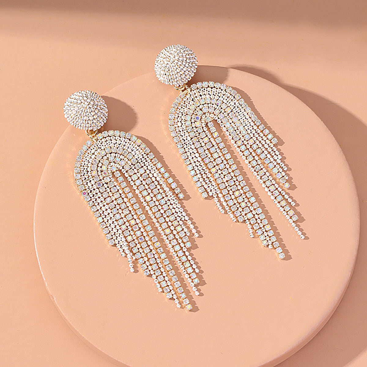 Wholesale Beaded Tassels Inlaid Zircon Earrings